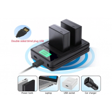 Двойное зарядное у-во USB-LCD- ENEL19/Olympus Li-42B Micro и Type-C Dual charger с дисплеем