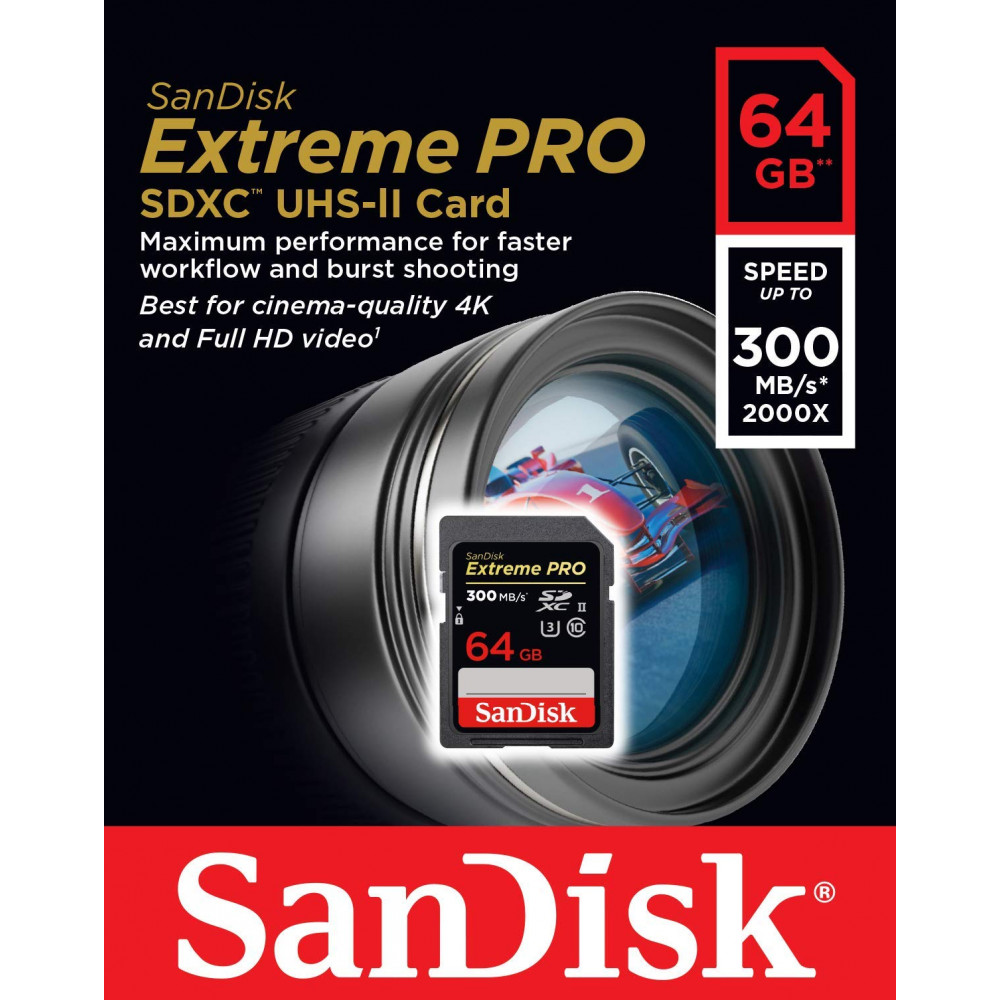 SanDisk SDXC 64GB Extreme PRO UHS-II 300MB/s (SDSDXPK-064G-GN4IN)                                                                                                                                                                                         