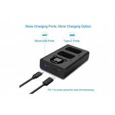 Двойное зарядное у-во для NIKON EN-EL25  DL-ENEL25 Micro и Type-C USB Charger с инфо индикатором                                                                                                                                                          