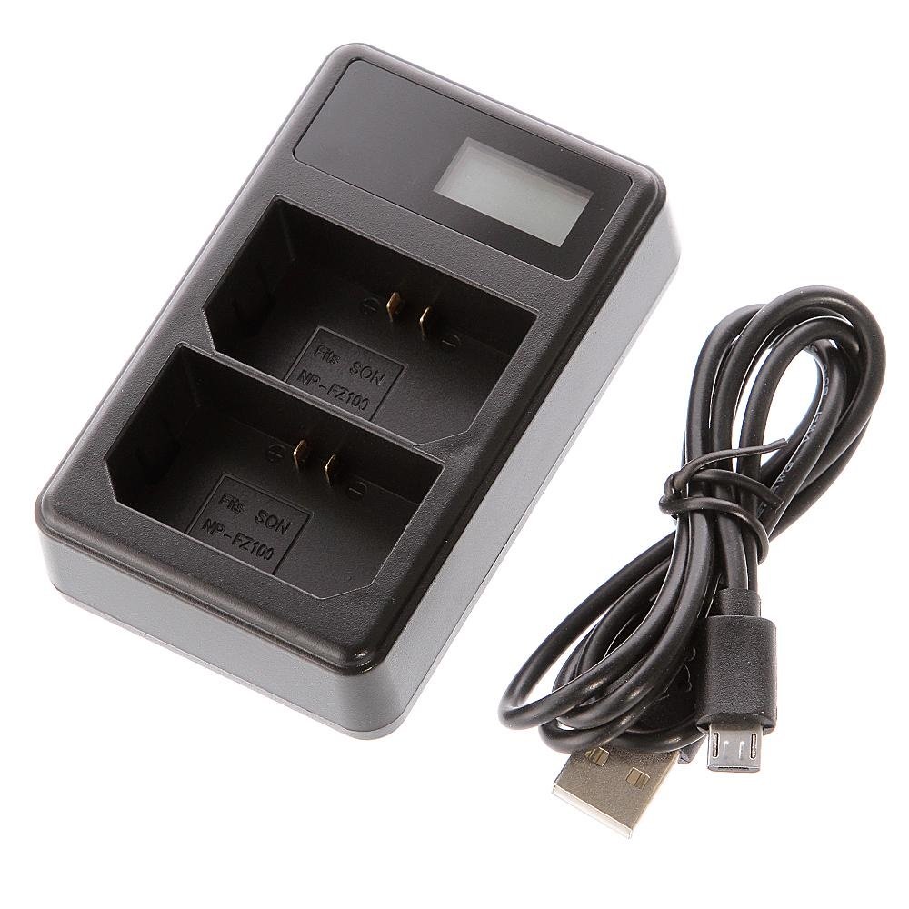 Двойное зарядное у-во с инфо индикатором Для Sony FZ100 + usb Charger                                                                                                                                                                                     