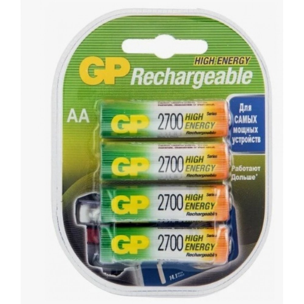 Аккумулятор Ni-Mh 2700 мА·ч GP Rechargeable 2700 Series AA, 4 шт.                                                                                                                                                                                         