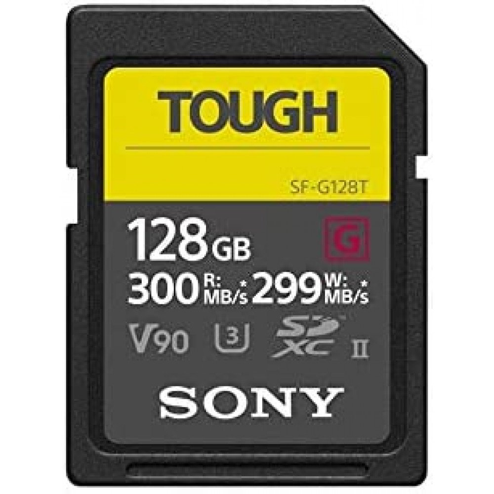 Sony 128GB SF-G series TOUGH specification UHS-II U3 V90 SDHC Digital Memory Card Card - Read 300MB/s Write 299MB/s SF-G128T                                                                                                                              