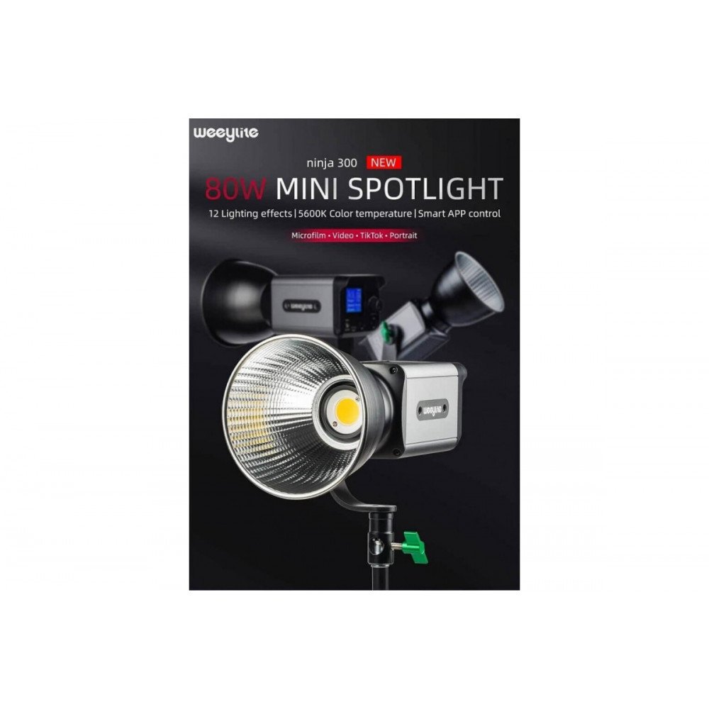 Видеосвет Weeylite ninja 300 Portable MINI COB Spotlight 80W Smart APP Control Studio Light                                                                                                                                                               