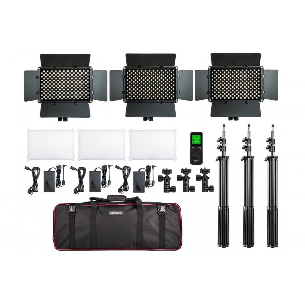 Viltrox VL-S192T (3200K-5500K) 3шт. Комплект Сетевой адаптер + Пулть управление + сумка + стойка-тренога                                                                                                                                                  